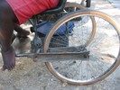 Side view of trike, rear wheel assembly.