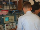 A student applies a sine wave signal to his circuit.