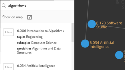 A screenshot of the curriculum map showing the relationships between a course and its prerequisites.